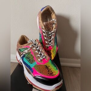 Take It And Run Sneaker..multi colored.. mixed media.. size 9